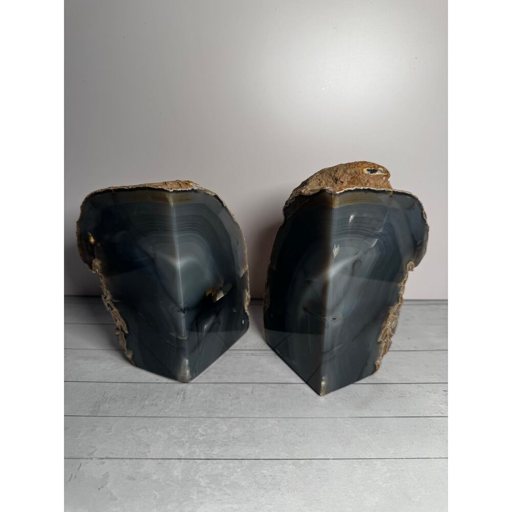 Agate Bookends Blue Gray 15 lbs